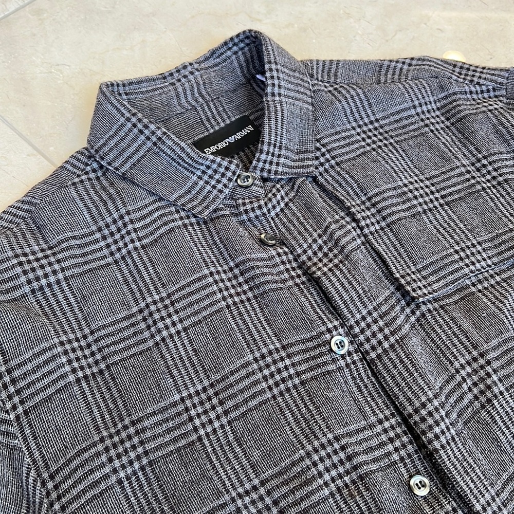 Men Emporio Armani Long sleeves shirt 40 15 3/4 Size XL and L Natural Authentic